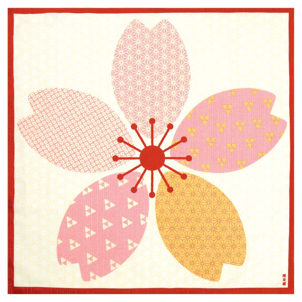 Hama Pattern Furoshiki Sakura Wrapped Red 50Cm Japanese Cloth