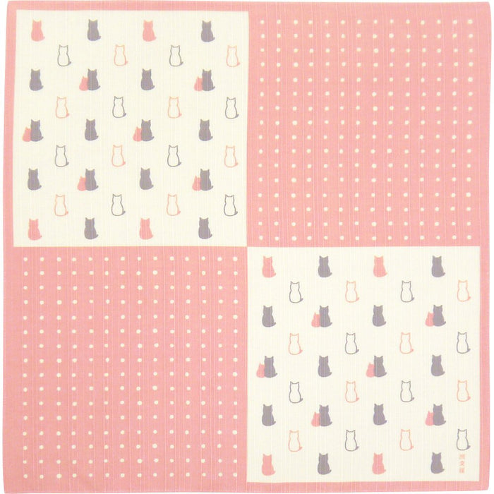 Hama Pattern Japanese Cat Pink Wrapping Cloth 50Cm Hamamonyo