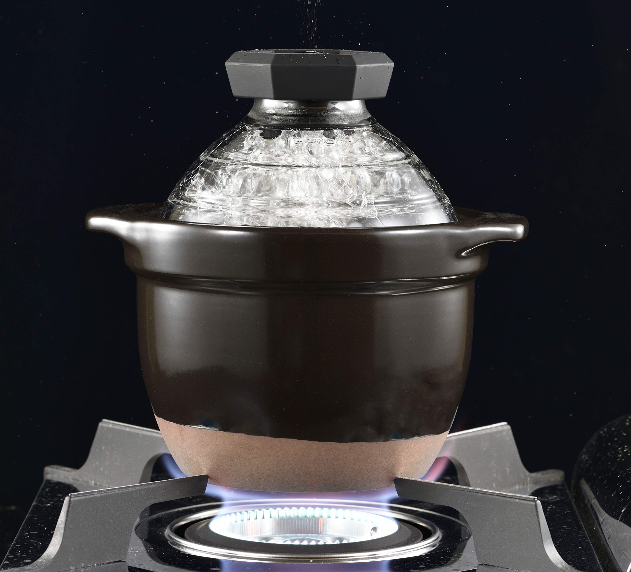 Hario Glass Rice Pot GNR-150-B Black 1-2 Cup Japan