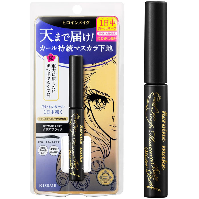 Kissme Heroine Make Clear Black 01 Curl Lasting Mascara Base Waterproof 4.5g with Slim Brush