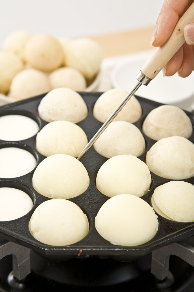 Ikenaga Iron Works Takoyaki Maker 14 Holes Ih/Gas Compatible Japan Wooden Pattern