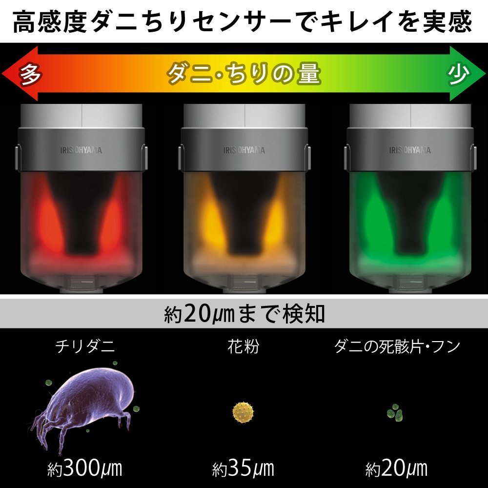 Iris Ohyama Ic-Fac2 Super Suction Duvet Cleaner With Dust Mite Sensor & Beating 6K Times/Min - Made In Japan