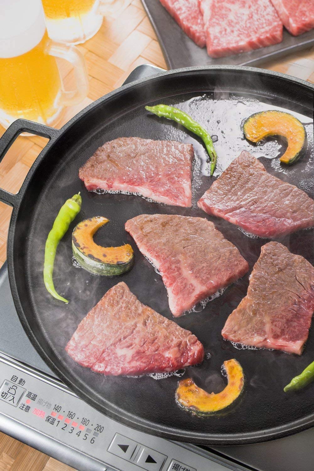 Ishigaki Iron Plate Black 40.5X33X3Cm Round 32Cm Compatible Yakisoba Okonomiyaki Yakiniku Japan