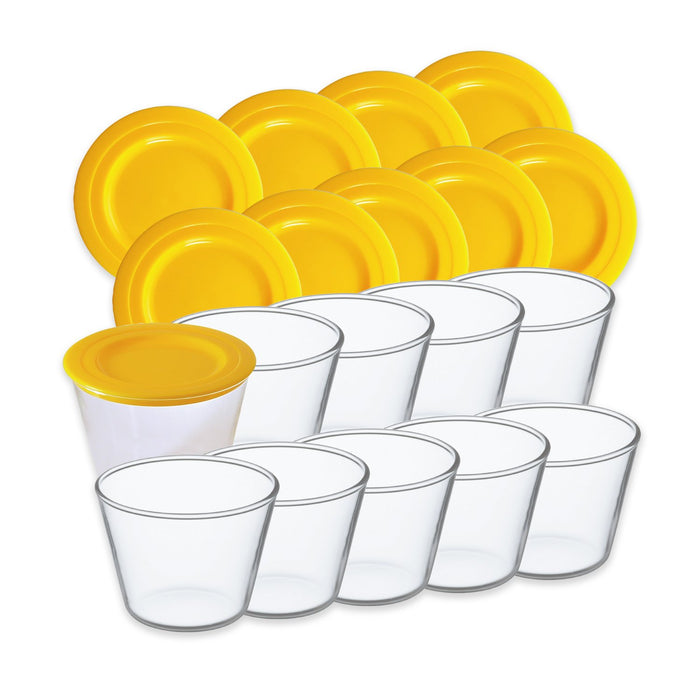 Iwaki Pudding Cup Set 10 Lid Storage Container Japan Heat Resistant Glass Yellow 100Ml Skt904-10Y
