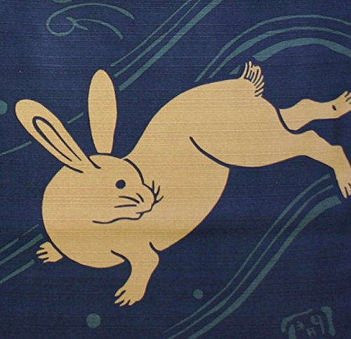 Maeda Dyeing Japan Kaiuntei Engi Noren Lucky Rabbit 069596