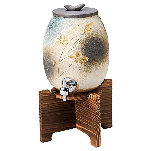 Japanese Tableware Shochu Server/Bottle/Wine Cooler - Kinsai Flower Carving - Ziyue Kiln - 2000Cc White Tokiwa Tokiya Pro 28-272-048-Me