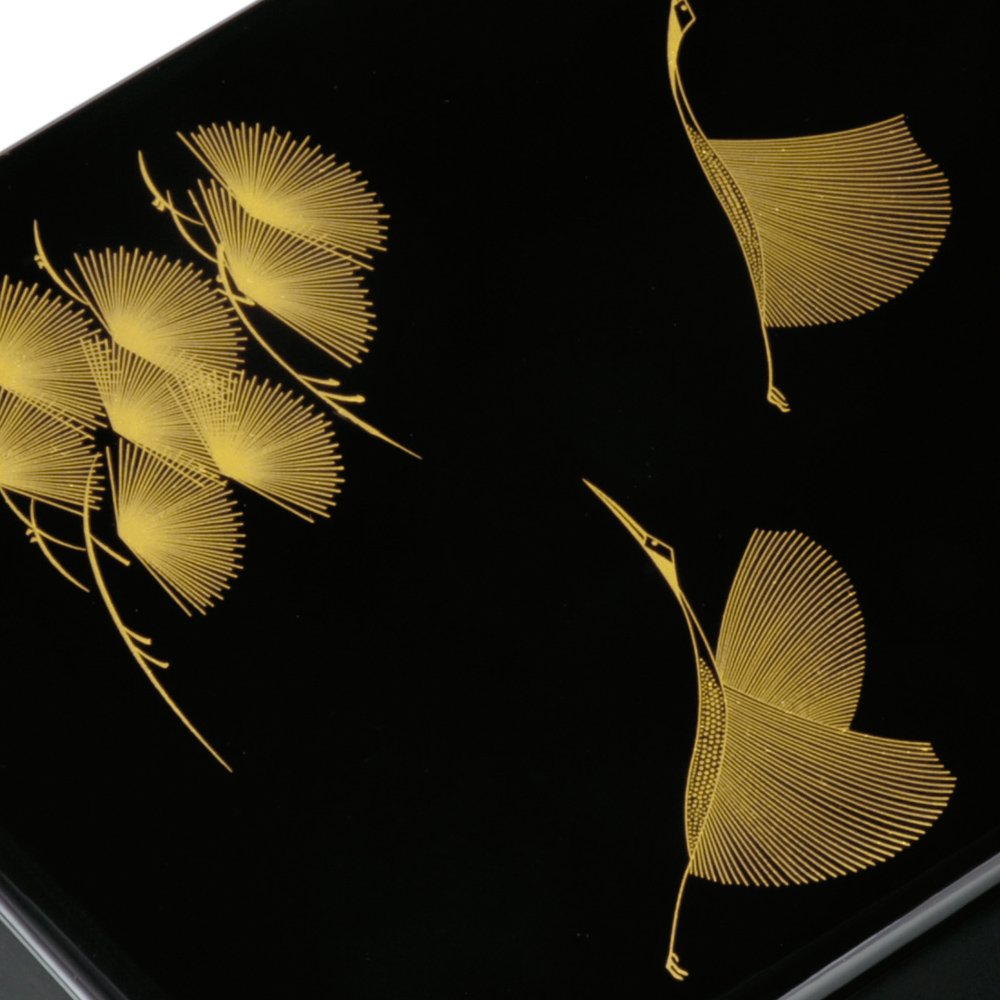 Miyoshi Lacquerware Honpo Japan Kishu Shaku 1In Kabushi Library Black Matsuba Crane