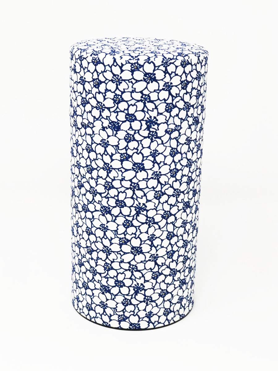 Kitsusako Japan Kyoto-Born Yuzen Paper Tea Can Cherry Blossom Pattern | Reduces Degradation Of Tea Leaves | White (200G) Tea Caddy Tea Container Tea Pot Storage