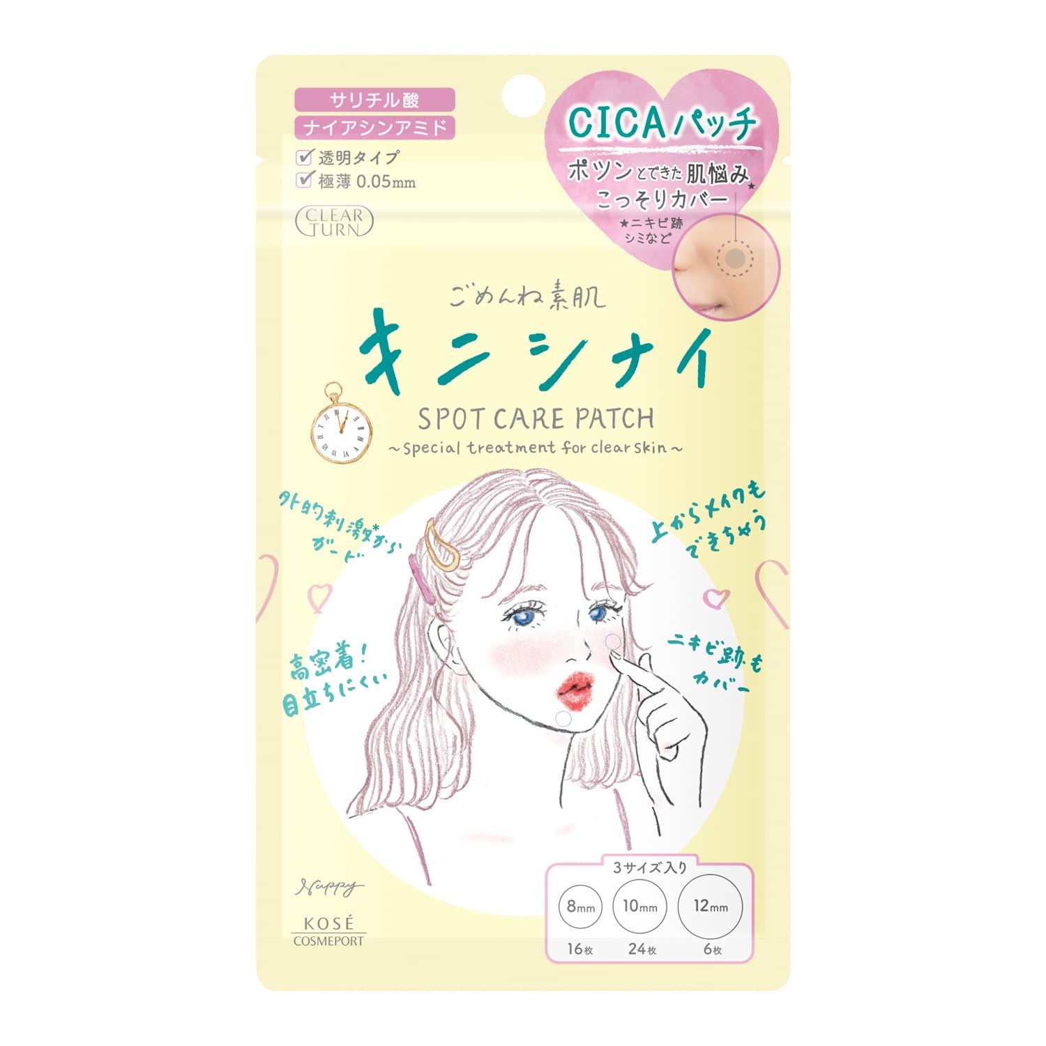 Kose Clear Turn Japan Gomenne Bare Skin Kinishinai Cica Spot Patch 46 Pieces