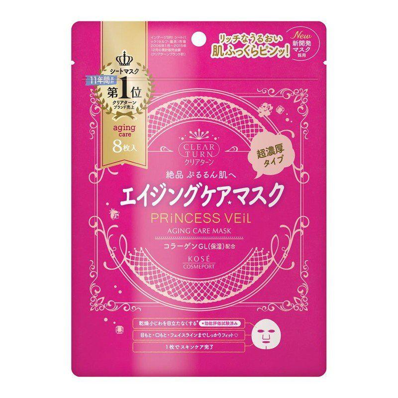 Kose Cosmeport Face Mask for Aging Care - Clear Turn Princess Veil 8 Sheets