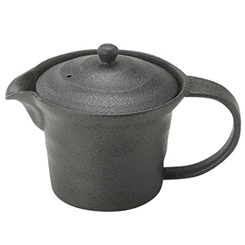 Itsumi Pottery Mino Ware 023343 Wide Mouth Pot Yv Black Matte W/ Deep Mushi Tea Strainer - Japan