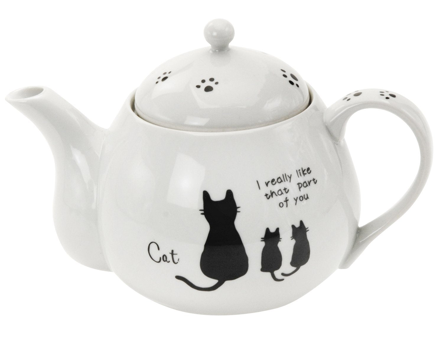 Itsumi Pottery Mino Ware Karugaru Mk Pot Black Cat 051148 With Cylindrical Tea Strainer - Made In Japan