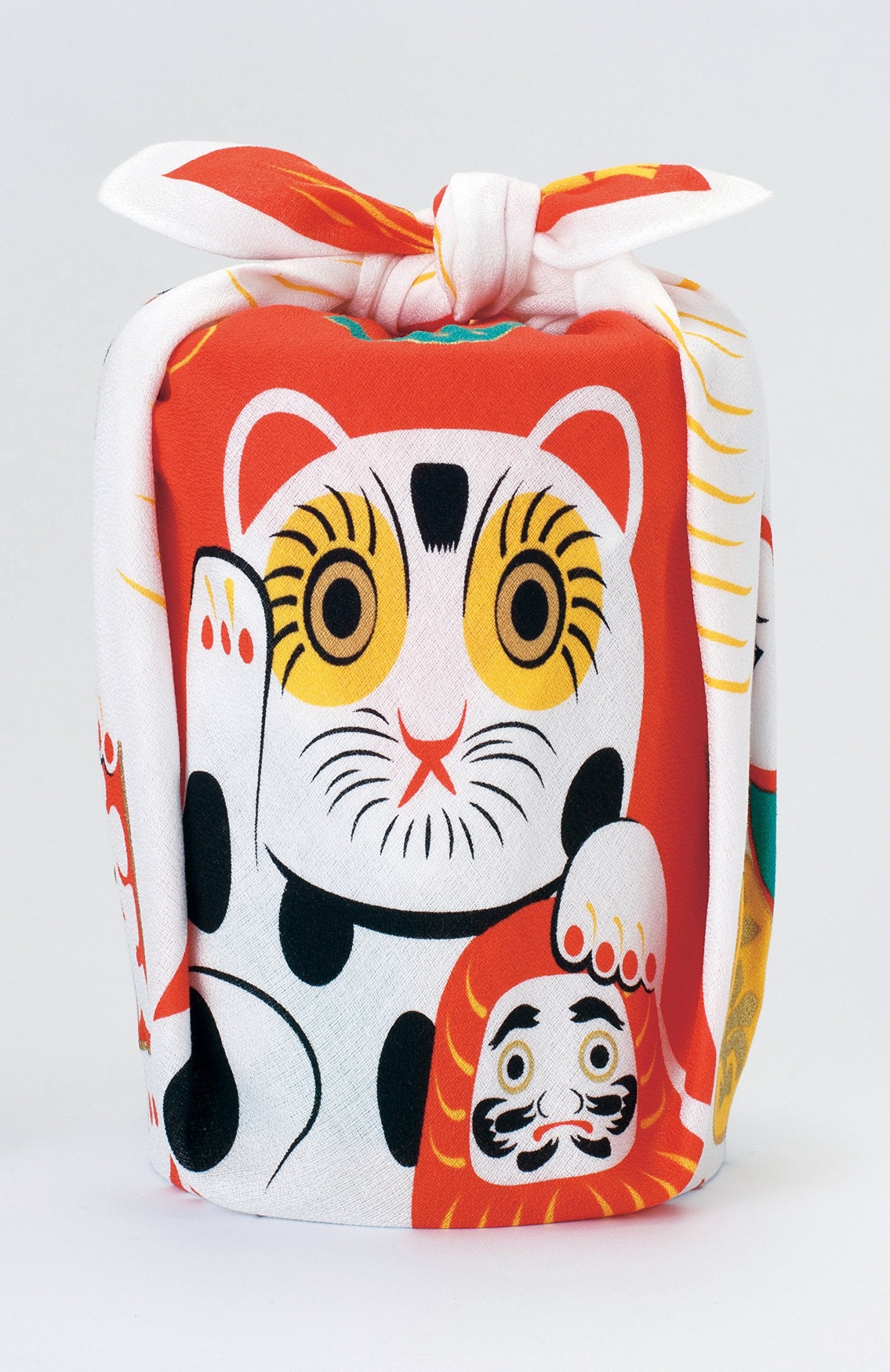 Musubi Furoshiki 48Cm Maneki Neko Kohaku Made In Japan 20464-105