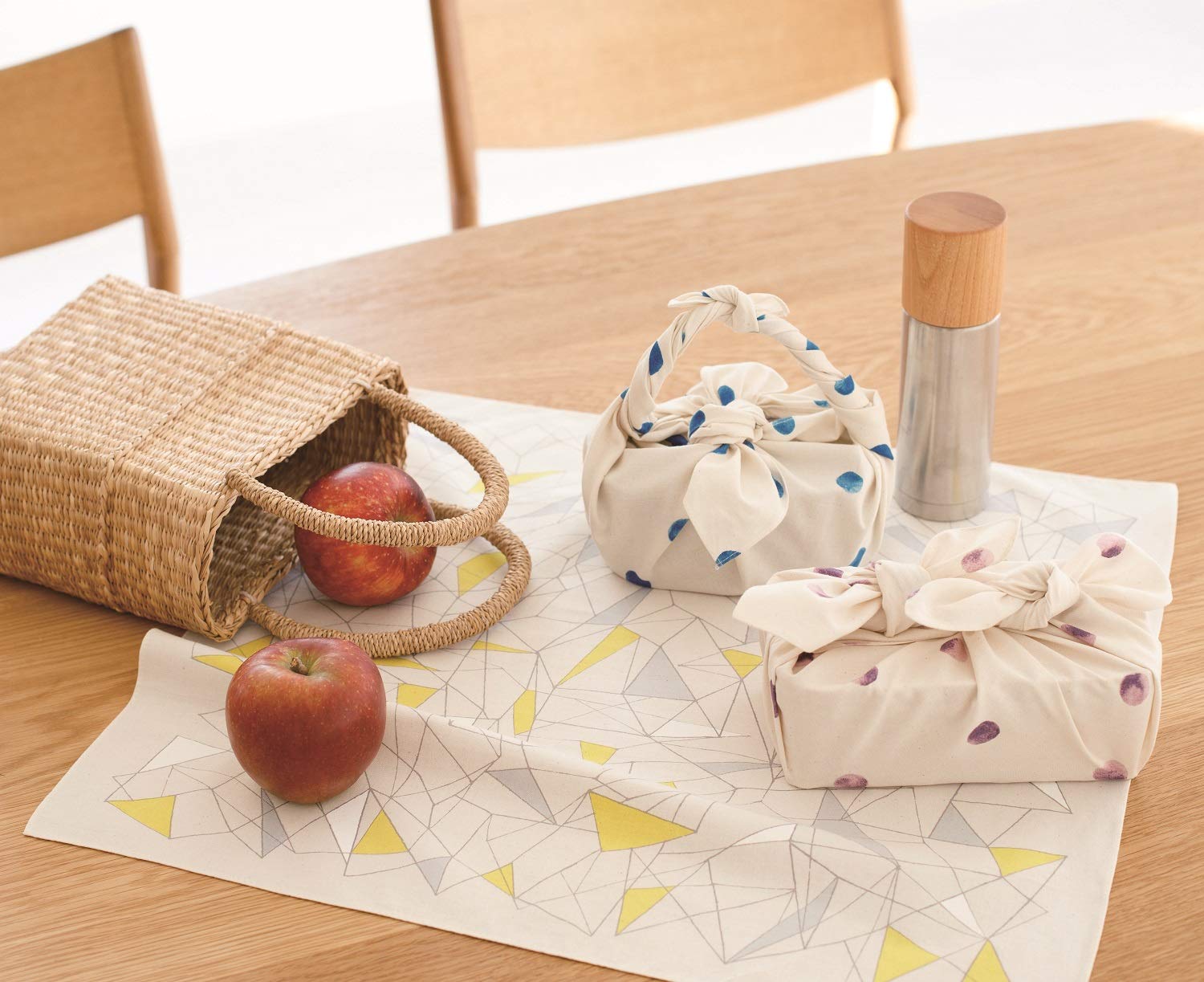 Musubi Organic Cotton Furoshiki 50Cm Polka Dot Blue Japan 20376-104