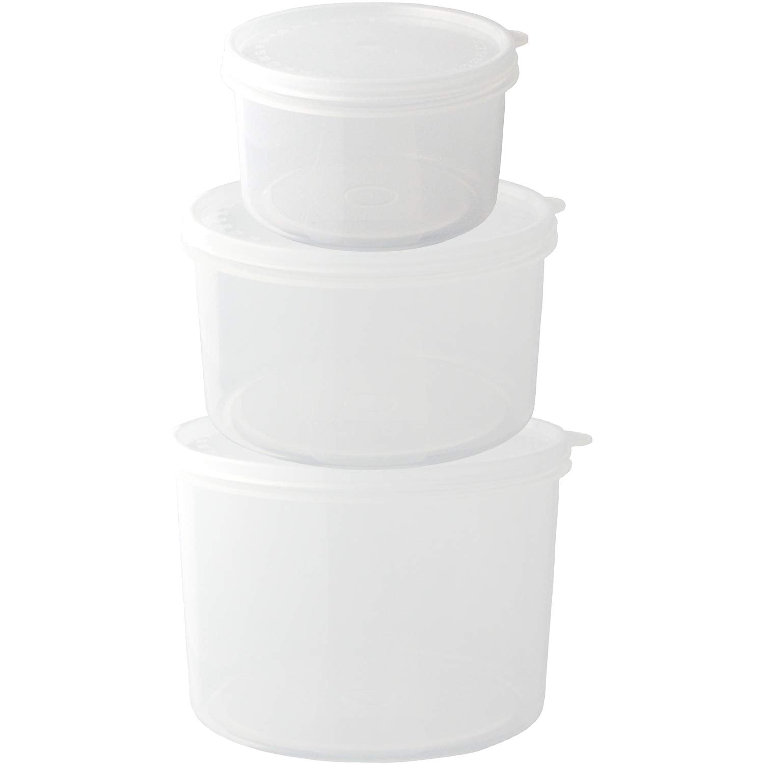 Nagao Round Polypropylene Storage Container Set Made In Japan - 490Ml 900Ml 1700Ml