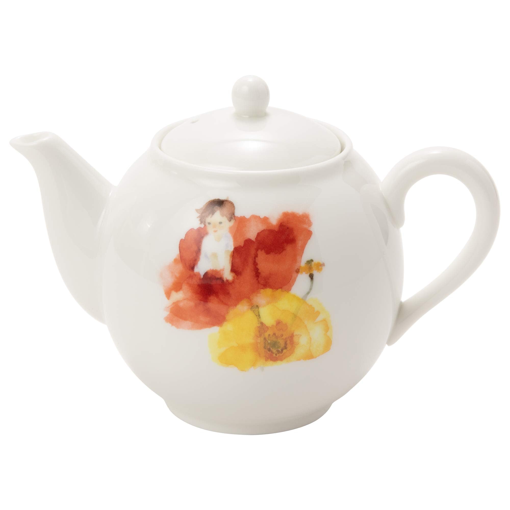 Narumi Chihiro Iwasaki Tea Pot Baby In Poppy Flower 330Cc Japan Red