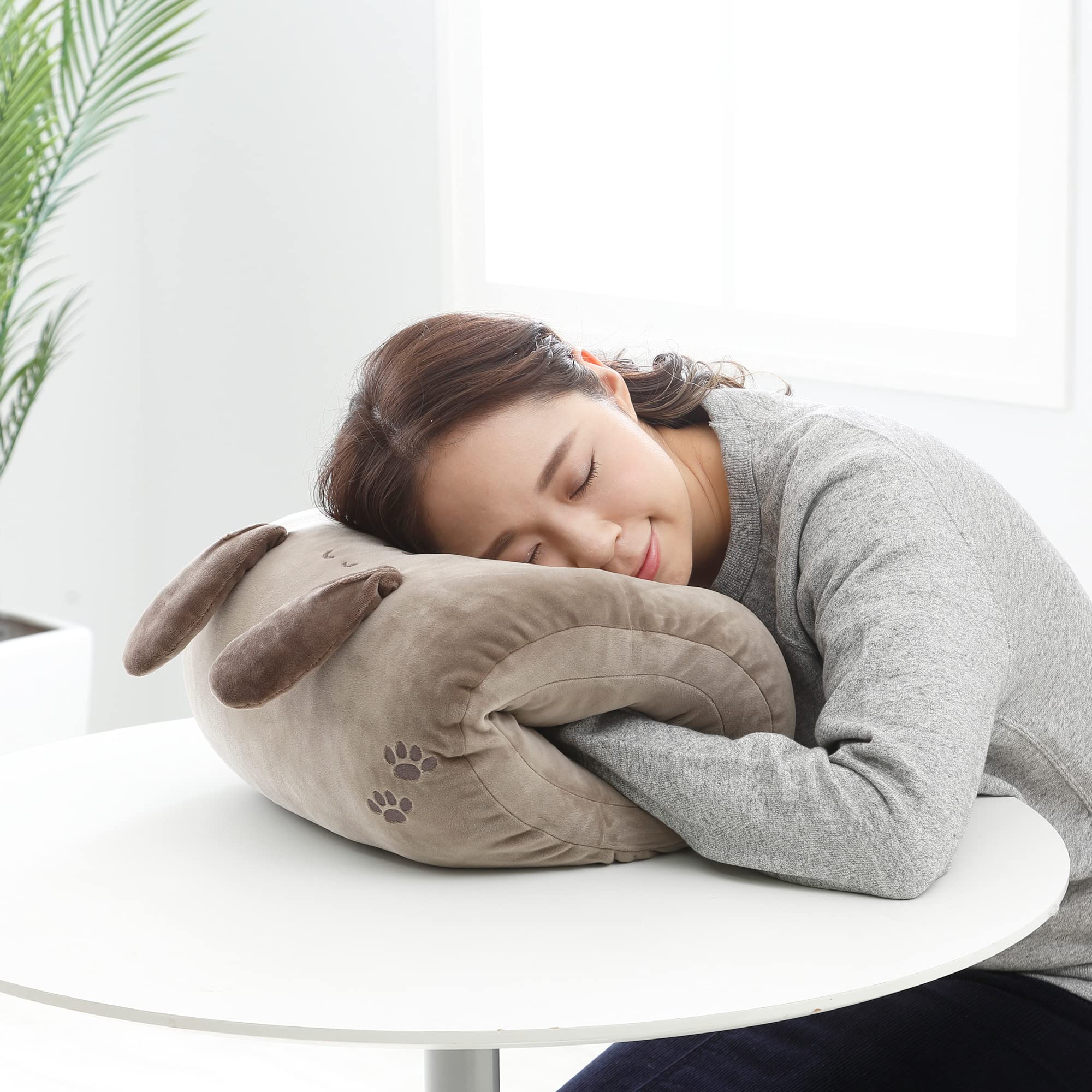 Nishikawa Snoopy Nap Pillow Japan | Office Desk Home Lumbar Cushion | Fluffy Pocket Konemuri 243600228 | 35X30Cm