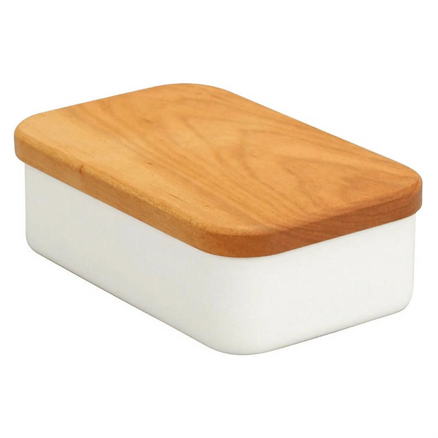 Noda Horo Enamel Butter Dish With Solid Cherry Wood Lid for 200 g Butter