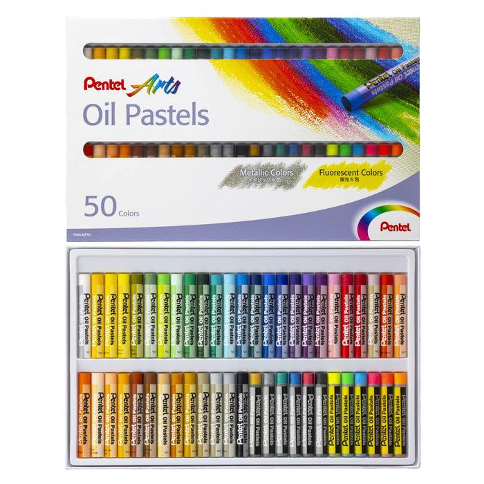 Pentel Oil Pastel 50 Colors (6 Metallic 6 Fluorescent) Japan Phn-Mf50