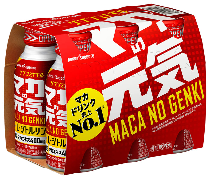 Maca Energy Japan Pokka Sapporo Genki Drink 100Ml 6 Bottles