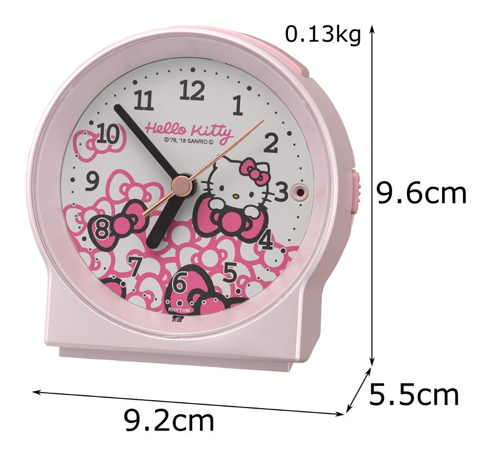 Rhythm Pink Hello Kitty Wall Clock 9.6X9.2X5.5Cm Japan Alarm Clock 8Re671Mb13