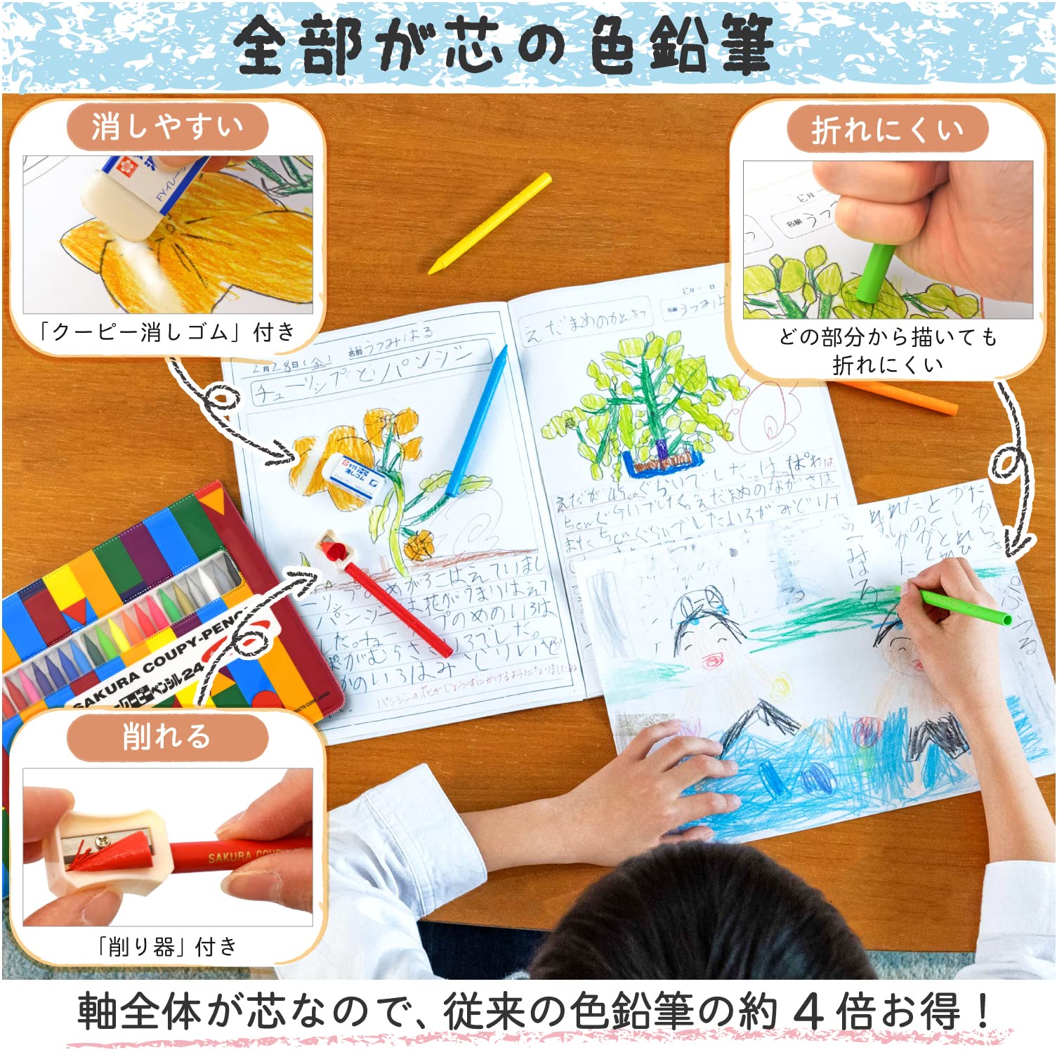 Sakura Crepas Japan Coupy Pencil 24 Colors Soft Case