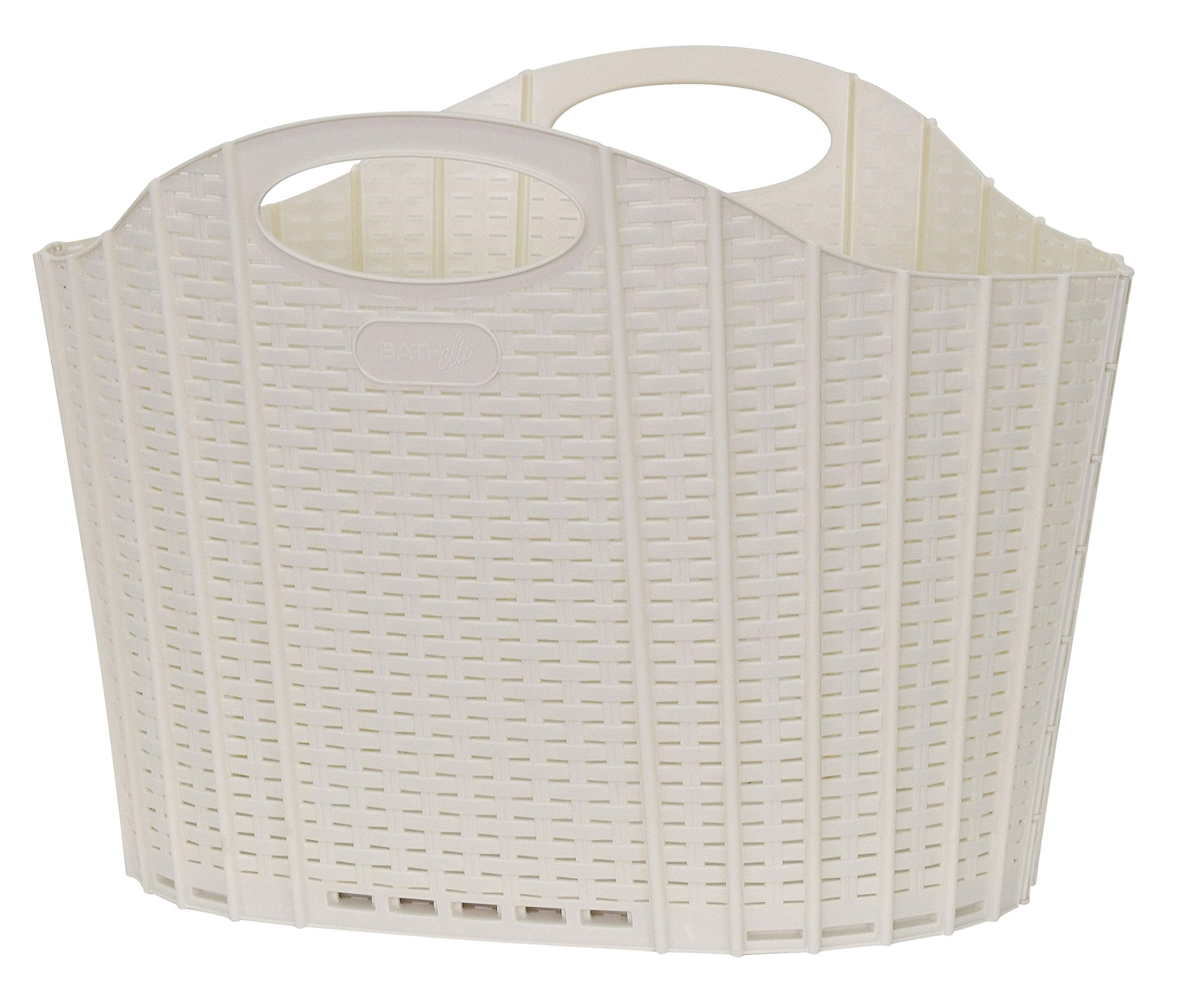 Seiei Rattan Style Ivory Folding Laundry Basket Hamper Bag - Compact Storage 55X38X39Cm - Japan