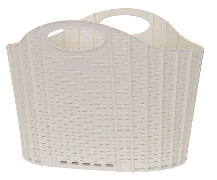 Seiei Rattan Style Ivory Folding Laundry Basket Hamper Bag - Compact Storage 55X38X39Cm - Japan