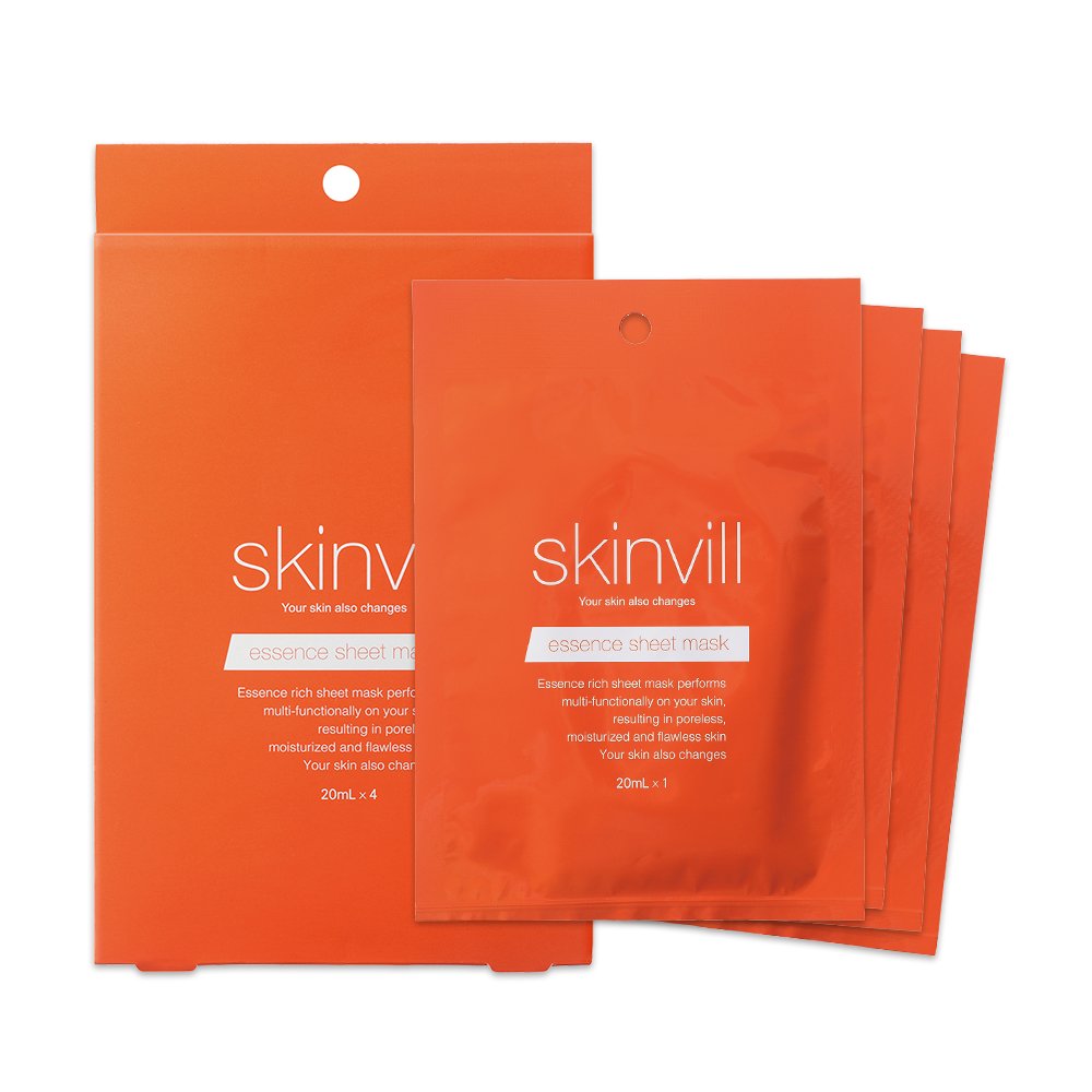 Skinvill Japan Essence Sheet Mask 20Ml 4-Pack | Hydrating Face Mask