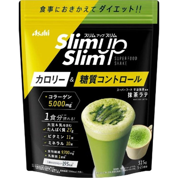 Asahi Slim Up Slim Enzyme And Superfood Shake Matcha Latte Flavor 315g - Japanese Health Drinks