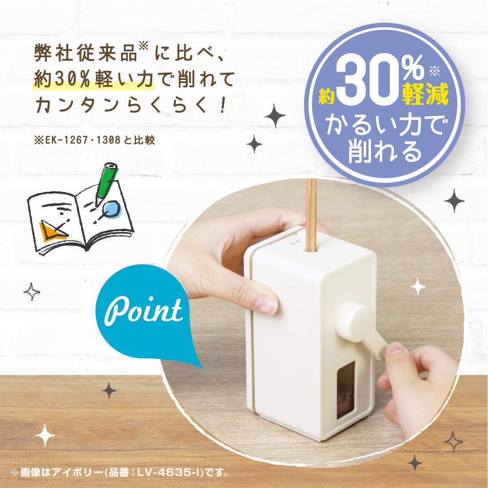 Sonic Japan Toppin Manual Pencil Sharpener Lv-4635-I Vertical Slim Ivory