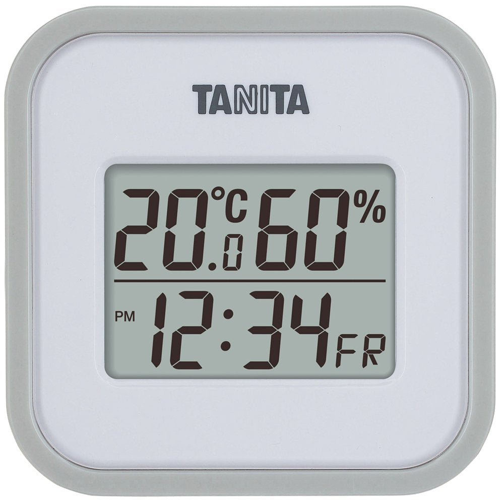 Tanita Tt-558Gy Digital Wall Mounted Thermo-Hygrometer Clock Calendar Japan (Includes Battery) - Temperature & Humidity Monitor