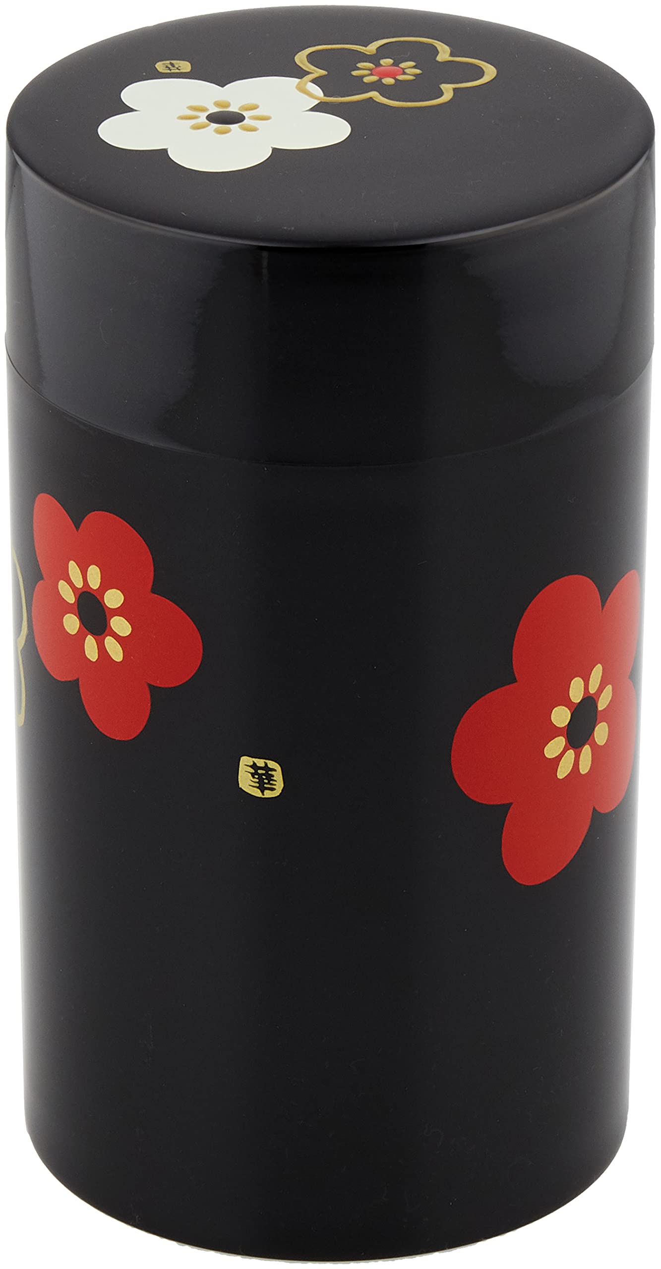Tatsumiya 56491 Tea Canister Large Flower Pattern Plum Black Japan
