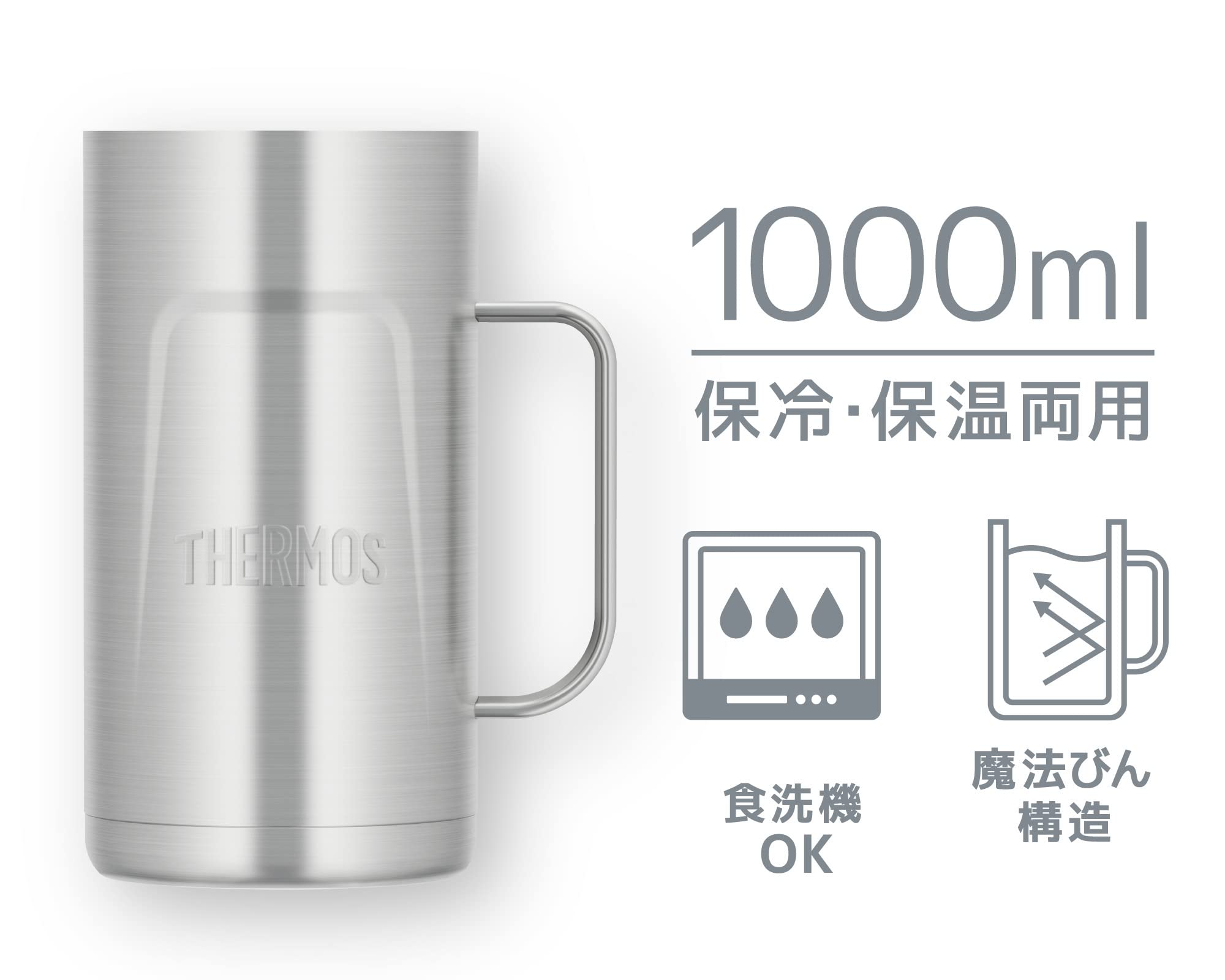 Thermos Stainless Steel Vacuum Insulated Mug 1000ml Model Jdk-1000 S2