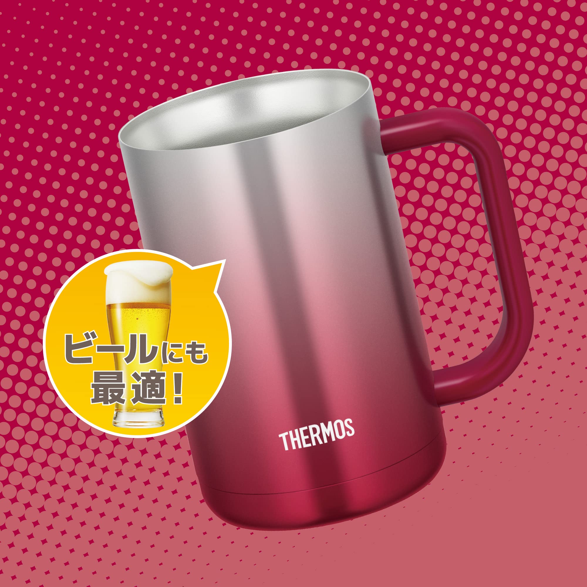 Thermos Sparkling Red Vacuum Insulated Mug 600ml - Model JDK-600C
