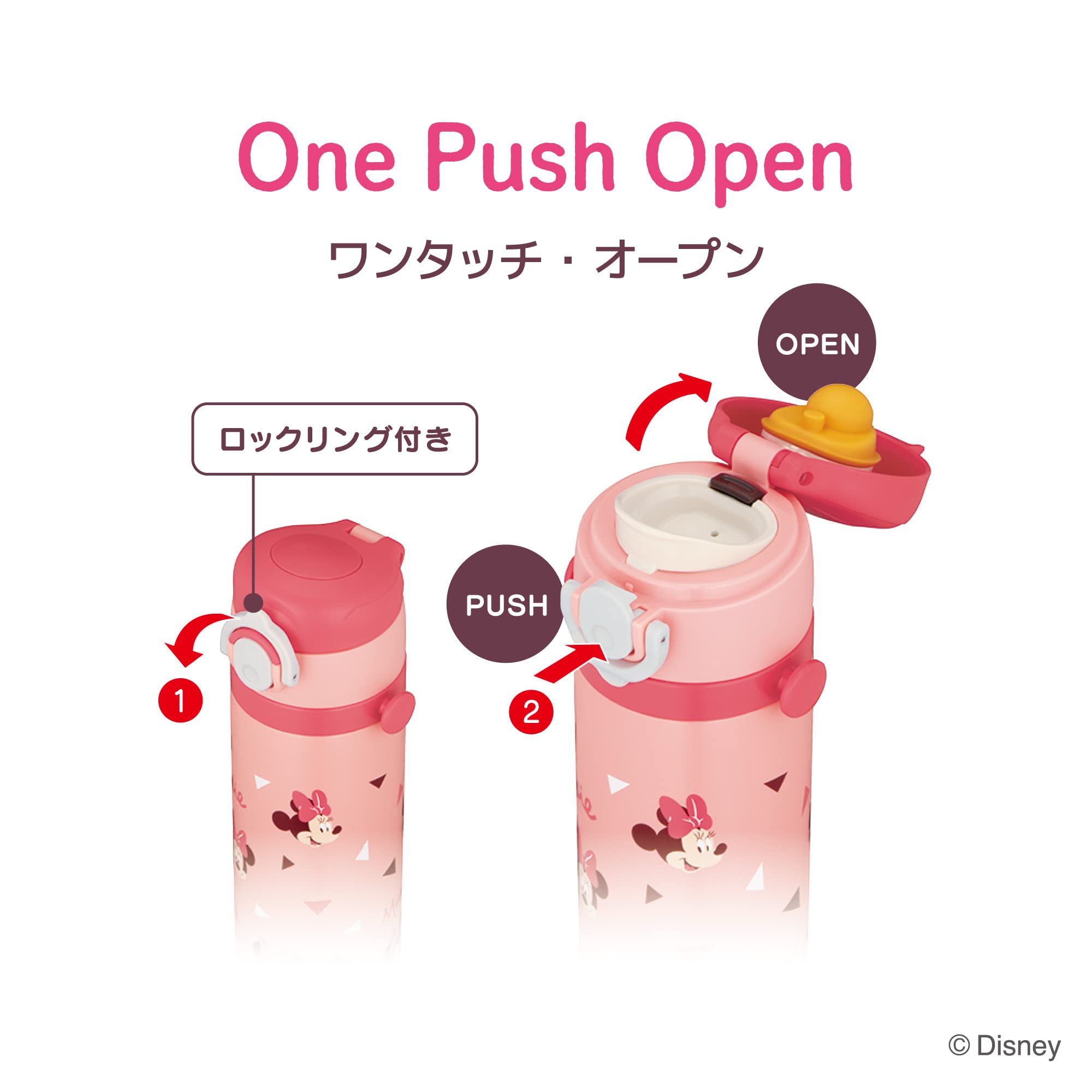 Thermos 500ml Minnie Coral Pink Kids Vacuum Insulated Water Bottle - Joi-500Ds Cp