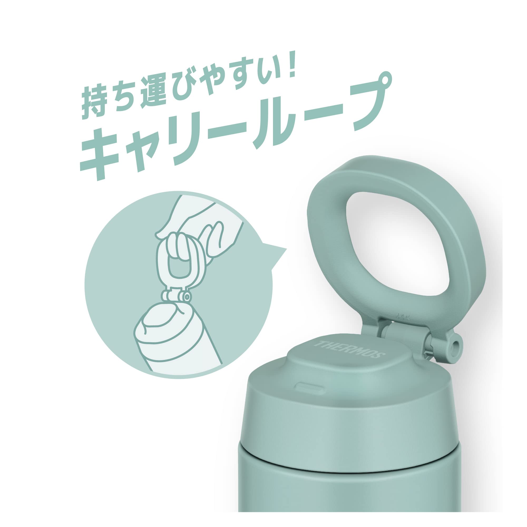 Thermos 500ml Vacuum Insulated Water Bottle with Carry Loop Mint Green