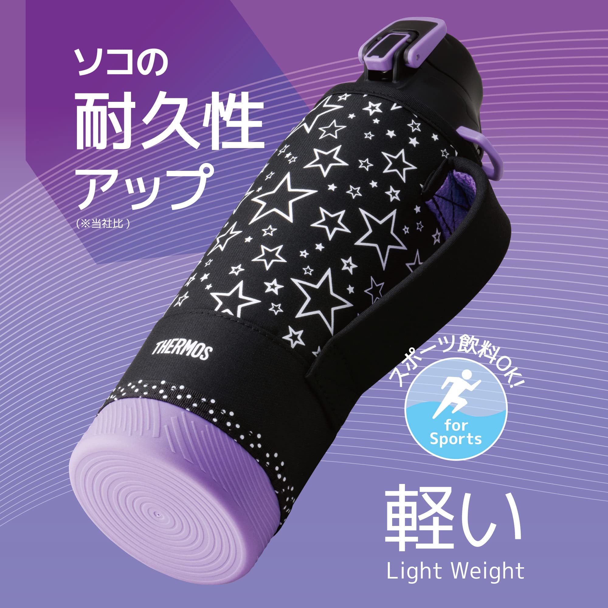 Thermos 1L Vacuum Insulated Black Purple Sports Water Bottle for Cold Storage - Fht-1002F Bkpl