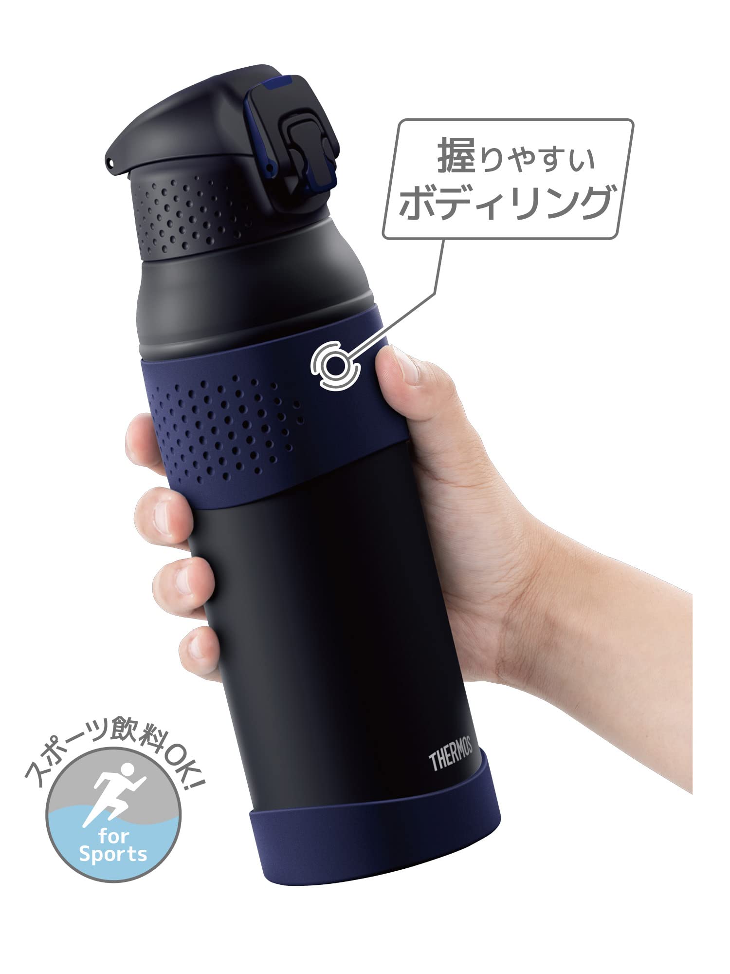 Thermos 1L Vacuum Insulated Water Bottle Midnight Blue Cold Storage Sports Model Fjr-1000 Mdb