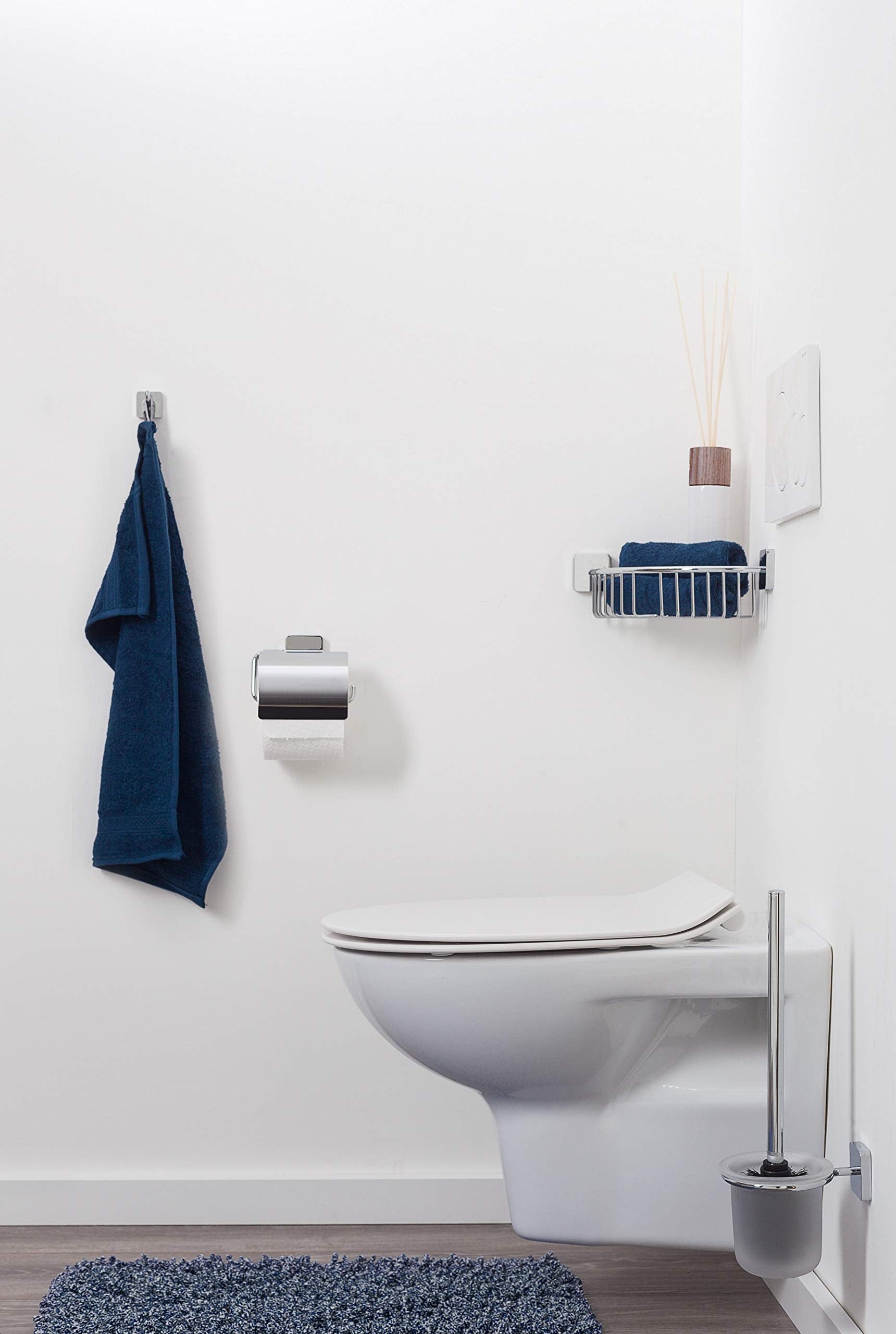 Tiger Onu Chrome Toilet Brush And Holder From Japan 11X37Cm 7X5.5Cm