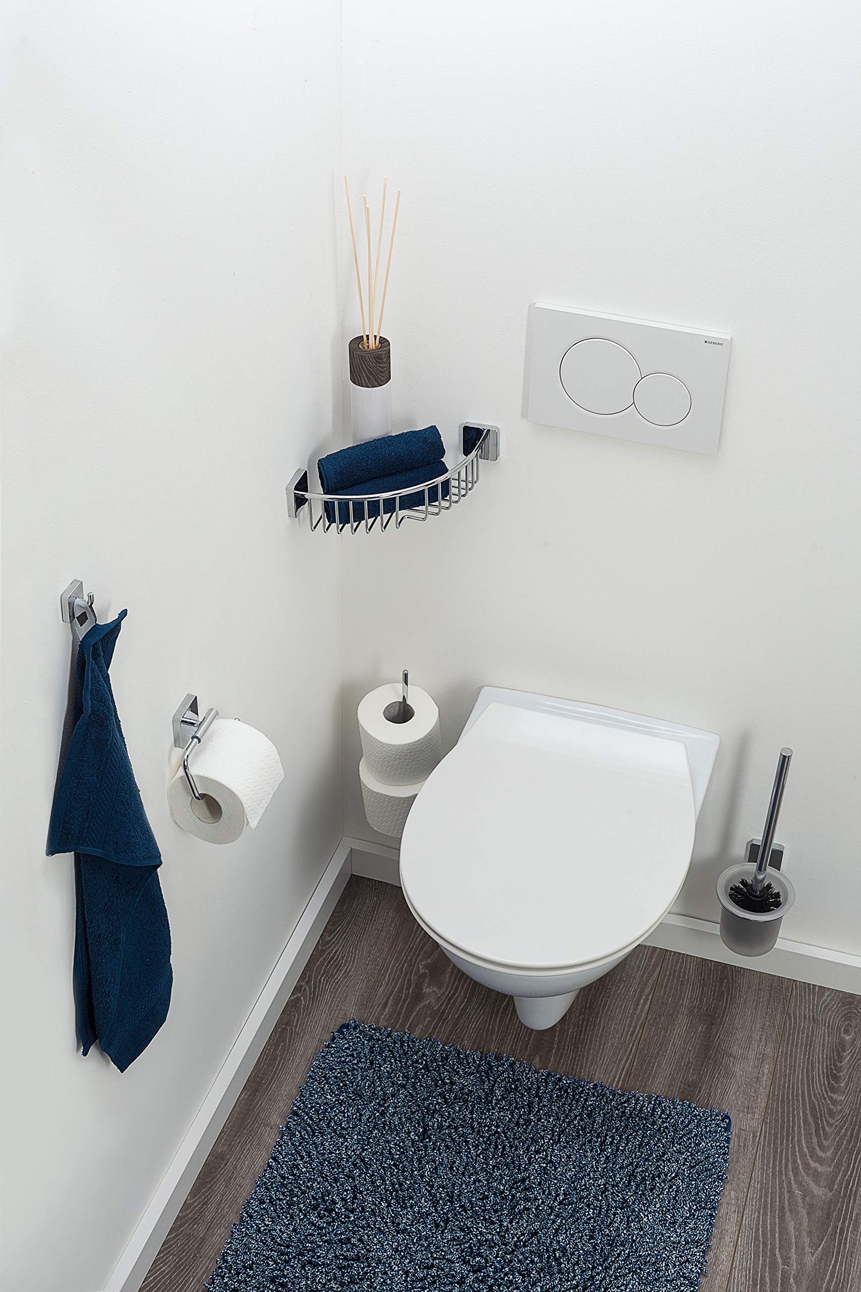 Tiger Onu Chrome Toilet Brush And Holder From Japan 11X37Cm 7X5.5Cm