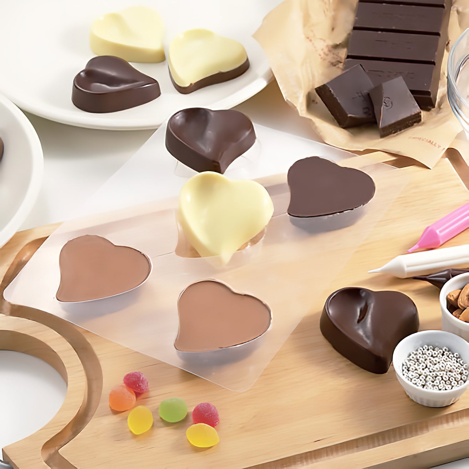 Tigercrown Pet Resin Curvy Heart Chocolate Mold 5pcs