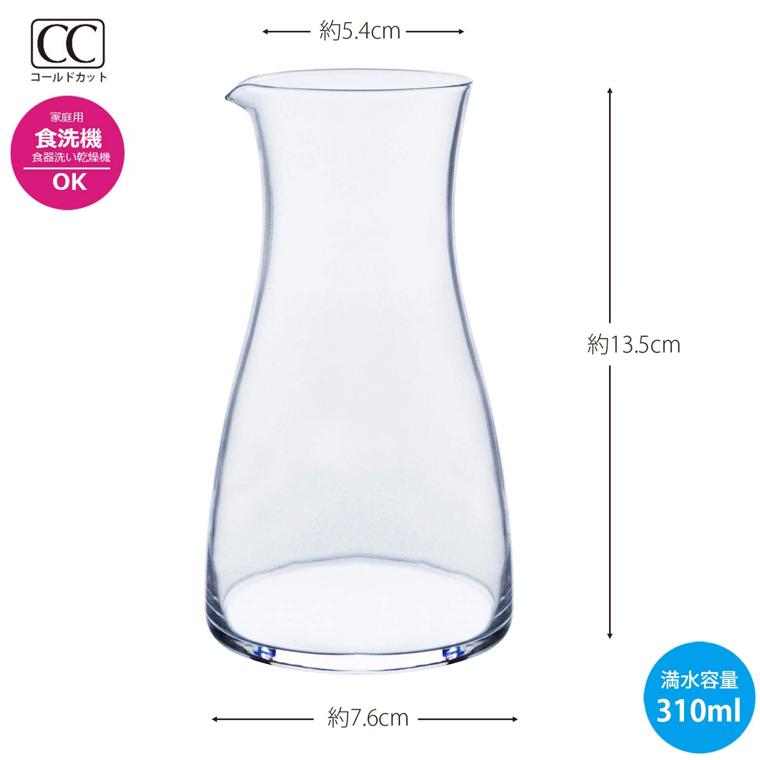 Toyo Sasaki Glass Cold Sake Carafe 310Ml Japan Made Dishwasher Safe 3Pcs 00247-Jan