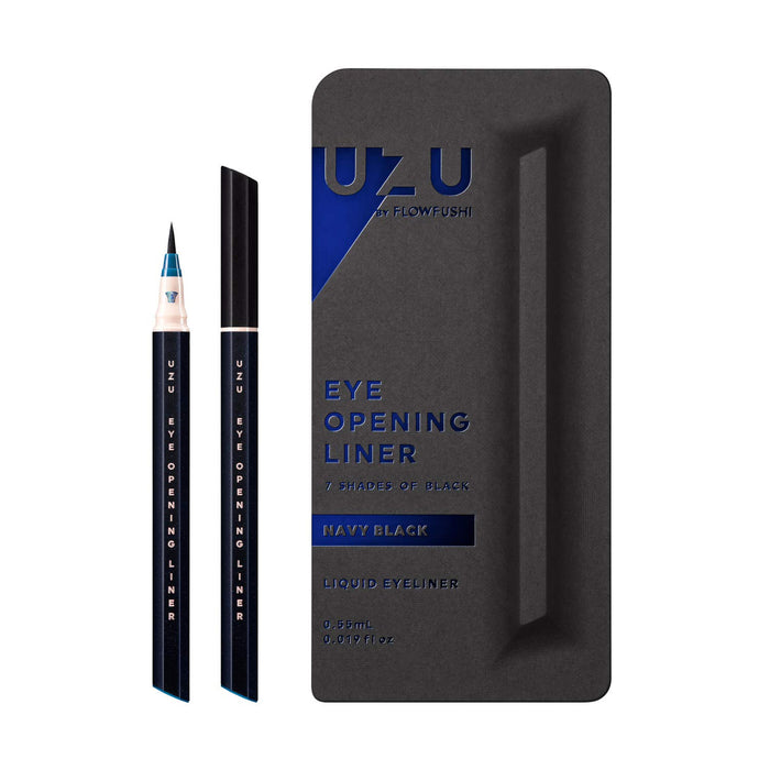Uzu Flowfushi 7-Shade Navy Black Hypoallergenic Liquid Eyeliner Hot Water Off