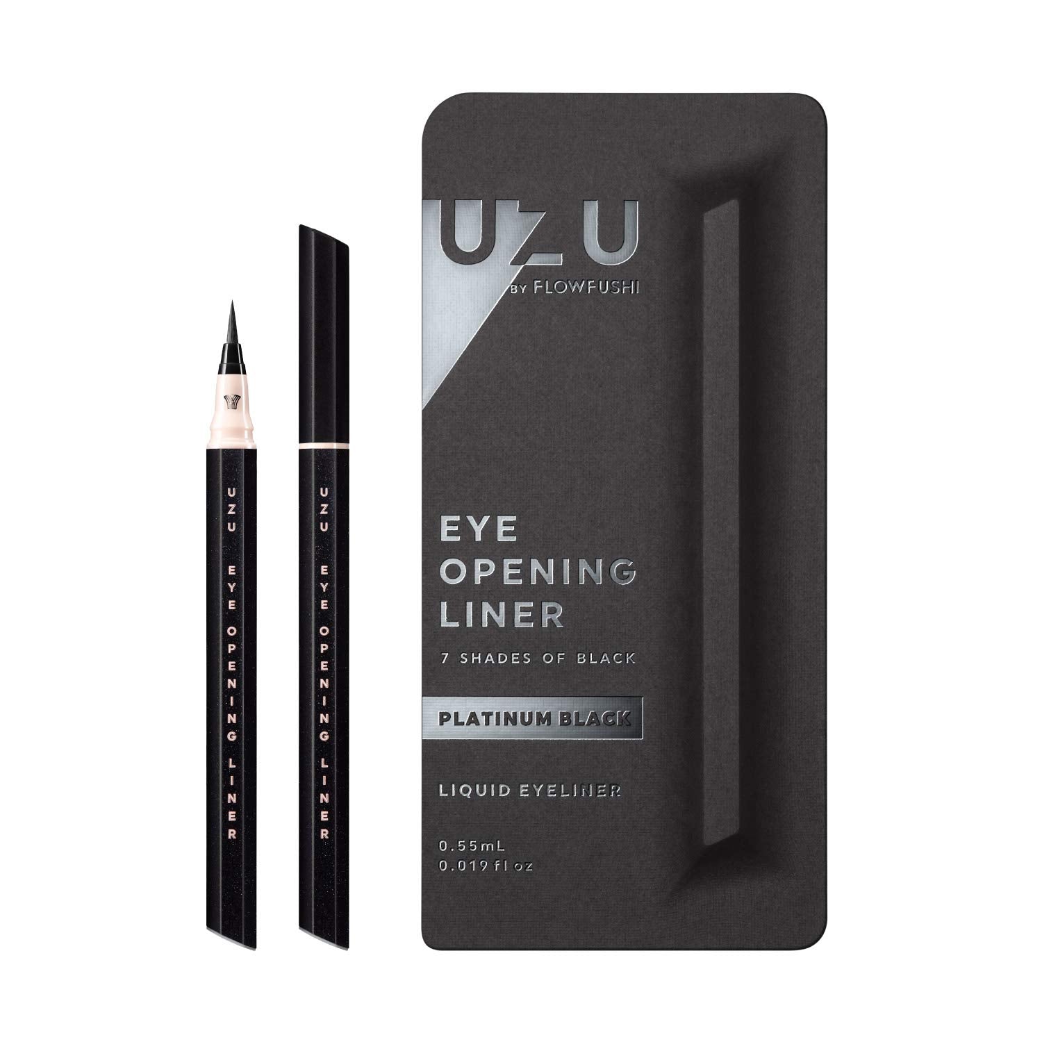 Use Brand Uzu Flowfushi Platinum Black Liquid Eyeliner Hypoallergenic Hot Water Off