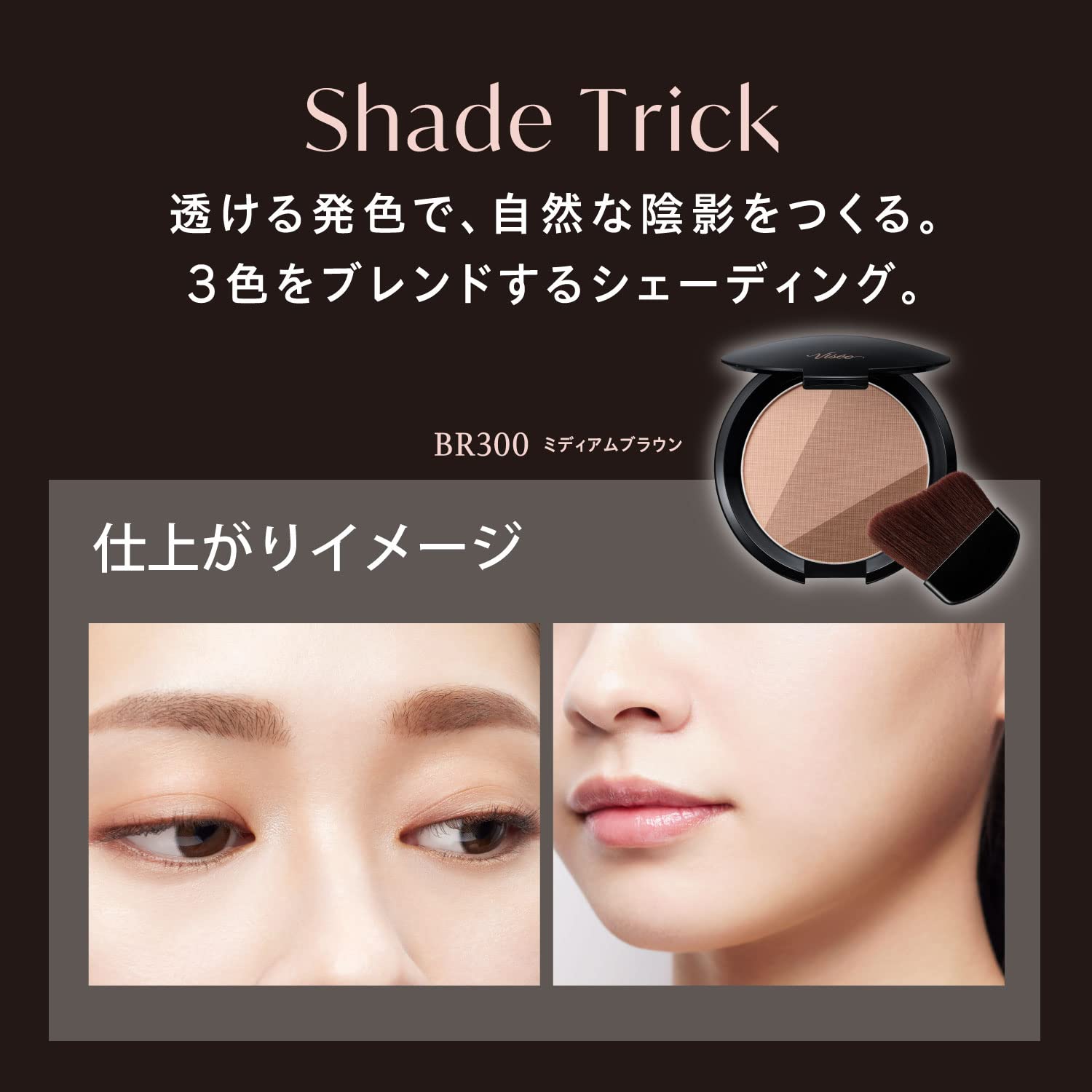 Visee Medium Brown Shade Trick BR300 Bronzer with Exclusive Brush 8.5g