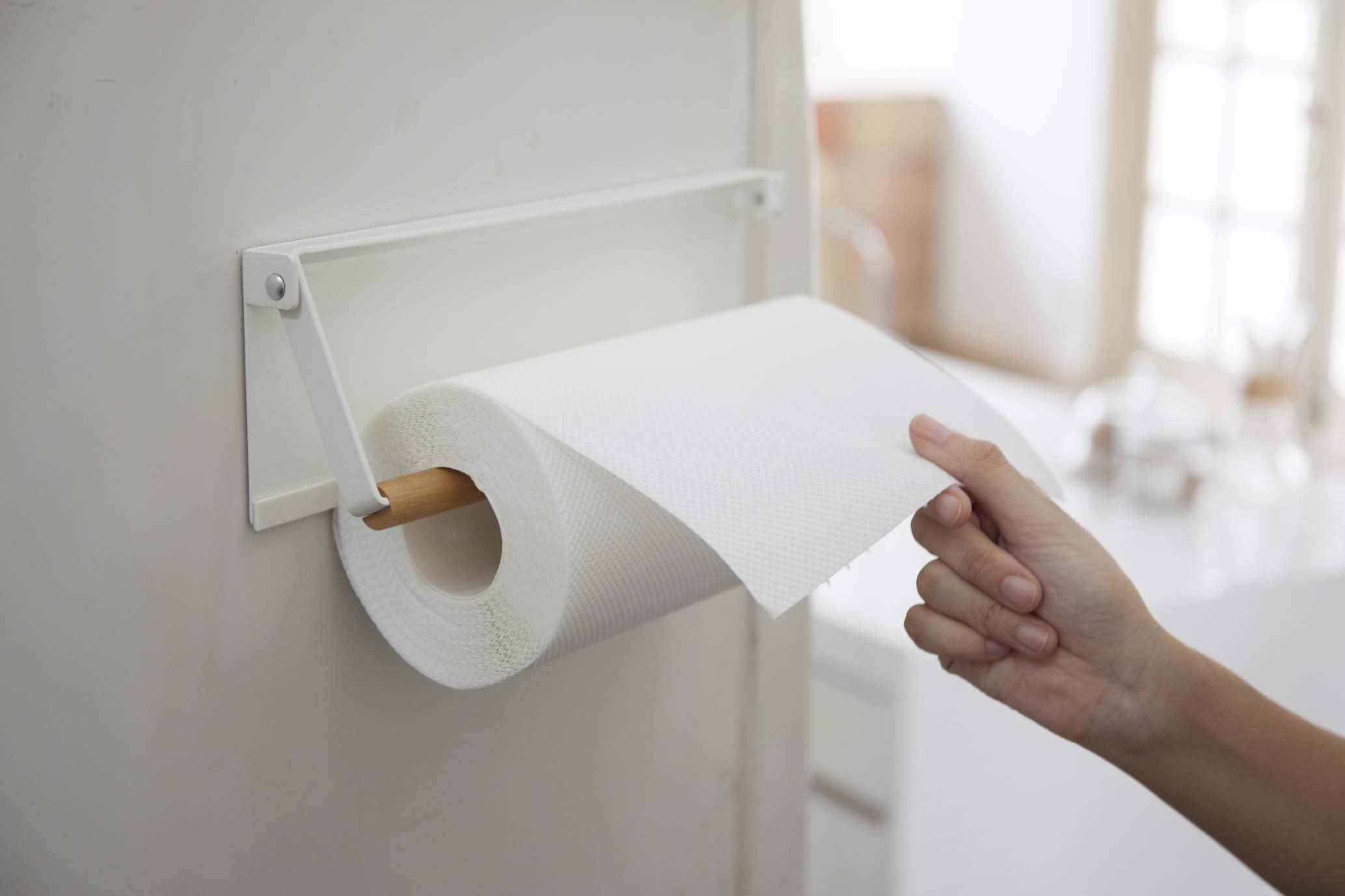 Yamazaki 3530 One-Hand Cut Magnet Kitchen Paper Holder White Japan W30.5Xd2.5Xh9.5Cm Tosca