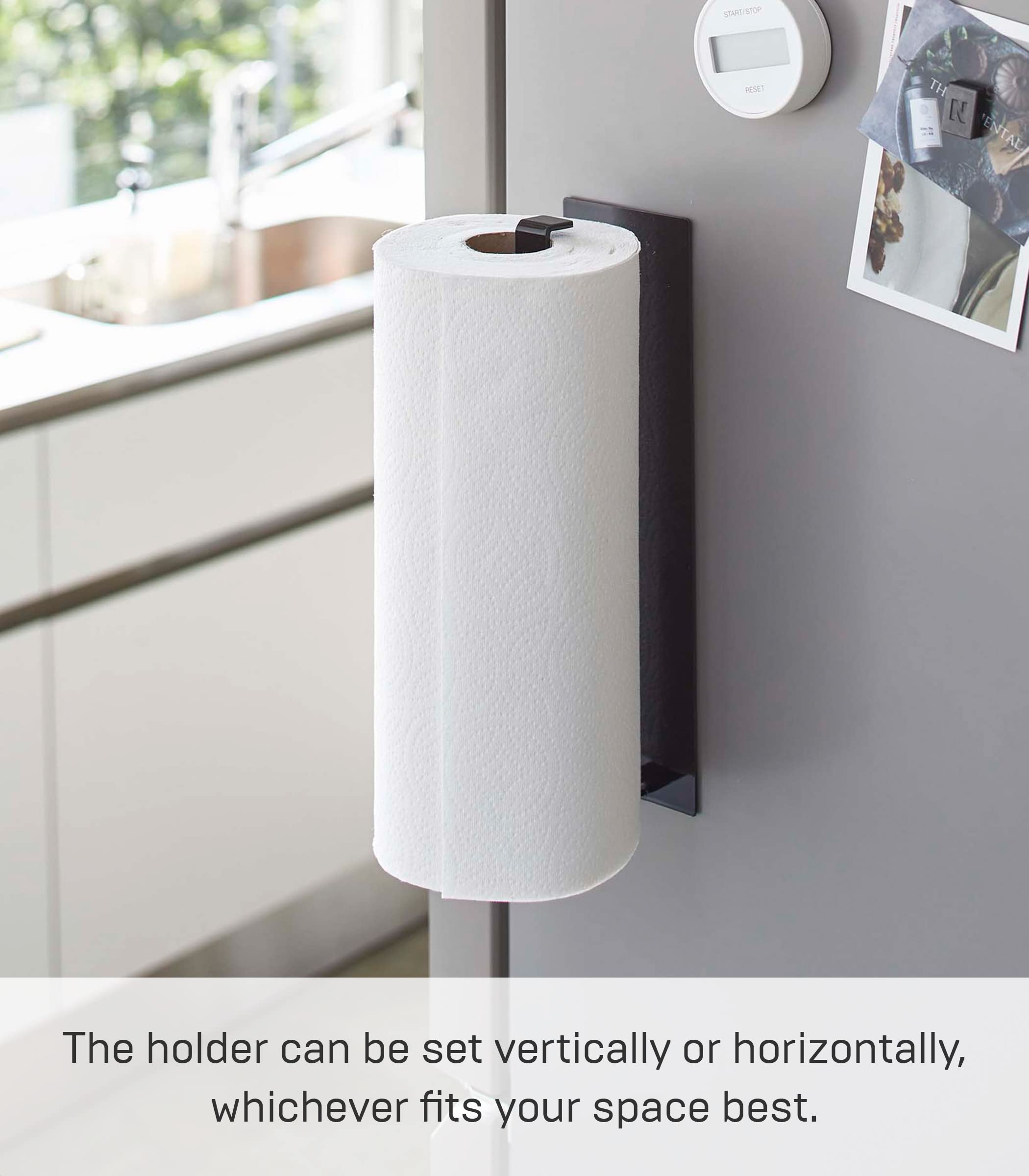 Yamazaki Industrial Japan 5217 Wide Black Kitchen Paper Holder - 8X7.5X29Cm Tower Large Format