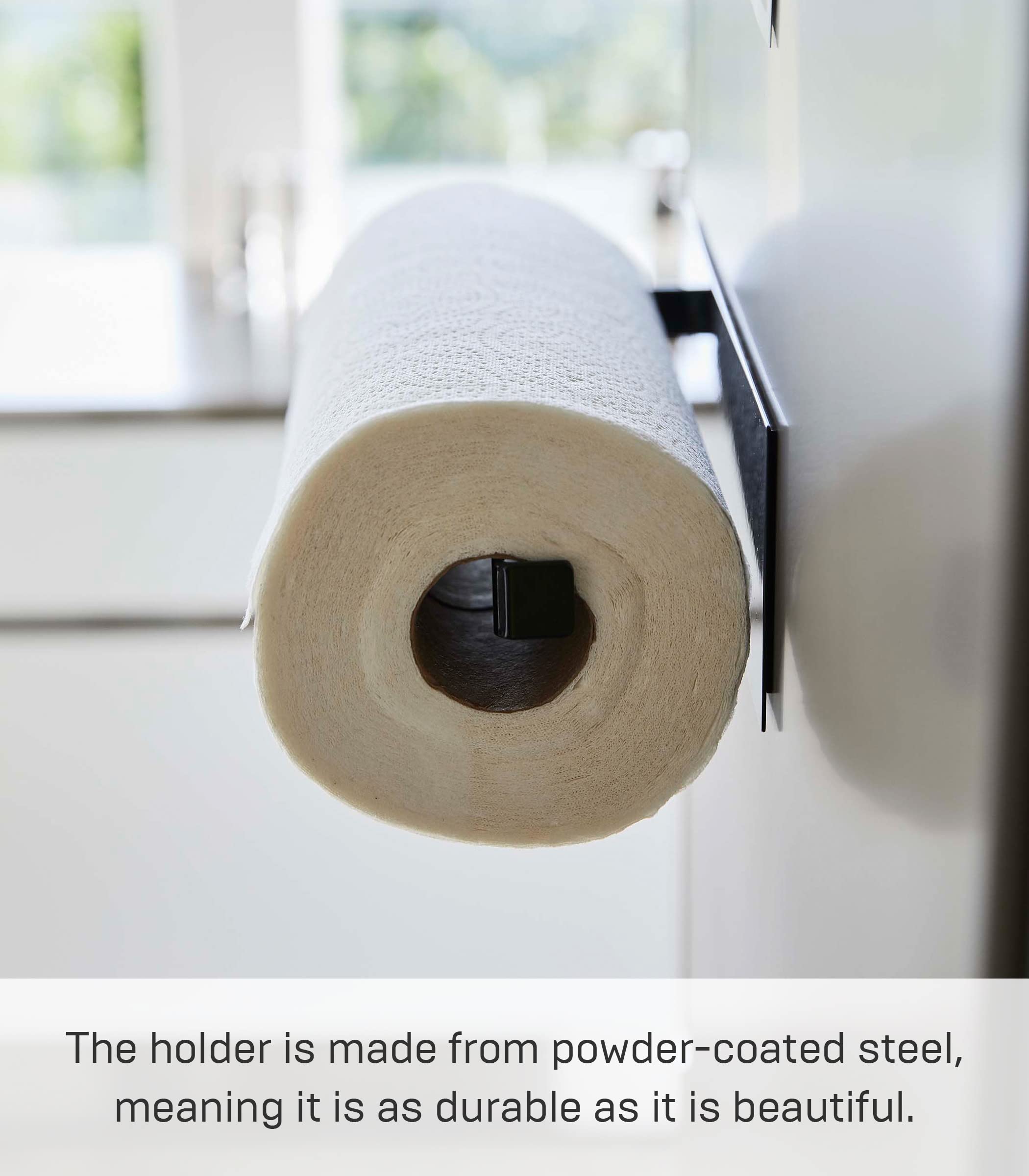 Yamazaki Industrial Japan 5217 Wide Black Kitchen Paper Holder - 8X7.5X29Cm Tower Large Format