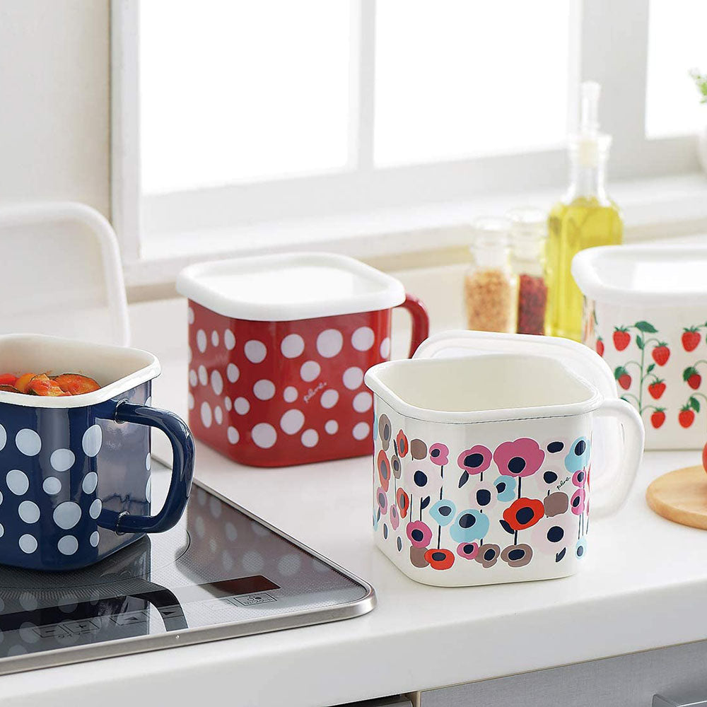 Yutaka Horo Enameled Multi Square Pot Dot Navy